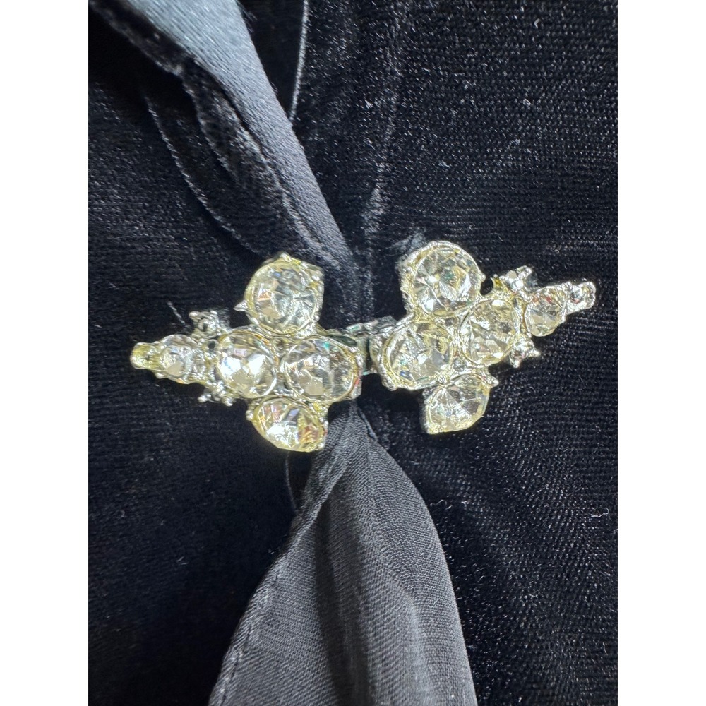 Alex Evenings Vintage 16 Black Velvet Sheer Sleeve Rhinestone Clasp Formal Top - Picture 7 of 11